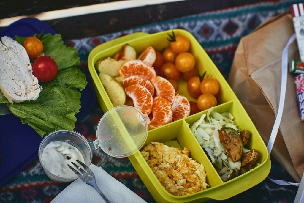 a tray of food